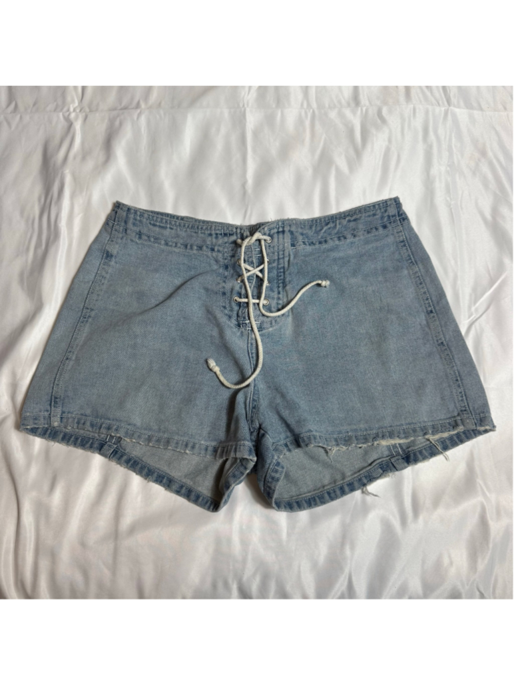 Women's Xhilaration Blue Jean Shorts Size 9 Lace-Up Front
